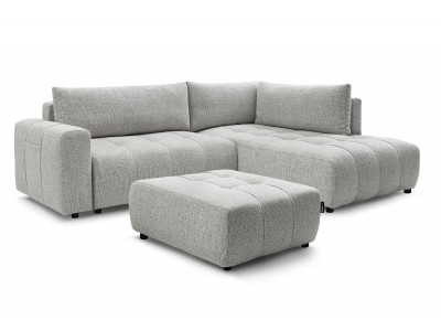 Canapé d'angle L convertible coffre ARSENE avec pouf