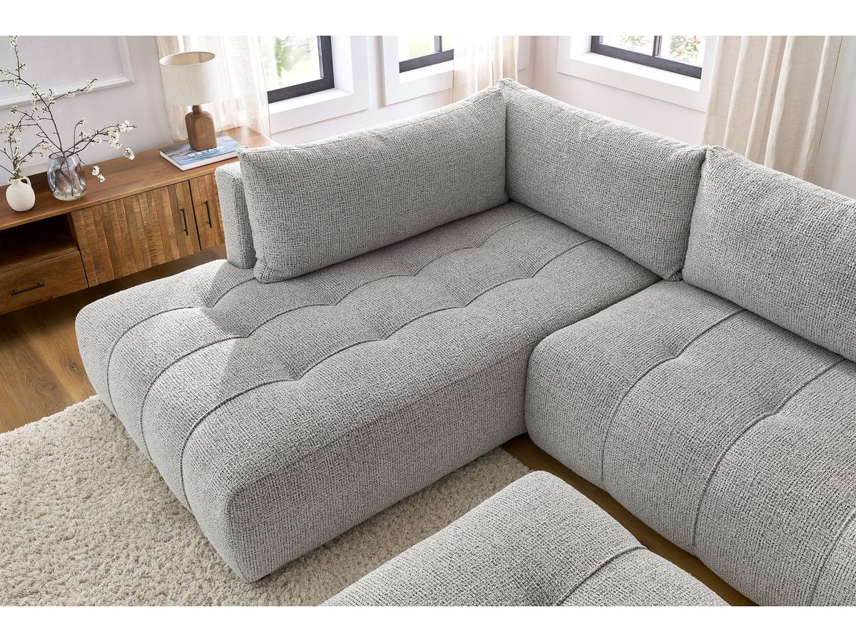 Canapé d'angle L convertible coffre ARSENE avec pouf