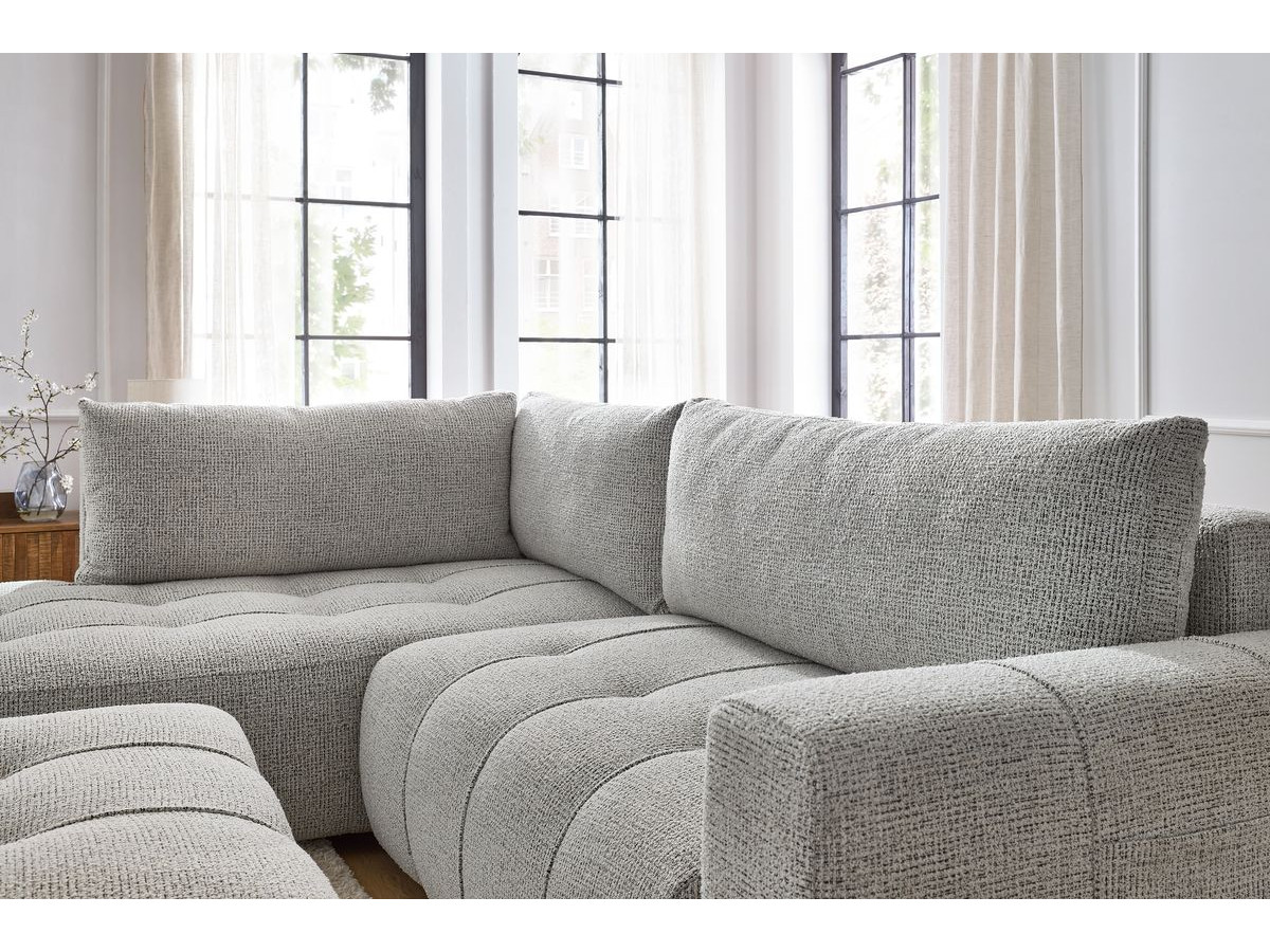 Canapé d'angle L convertible coffre ARSENE avec pouf