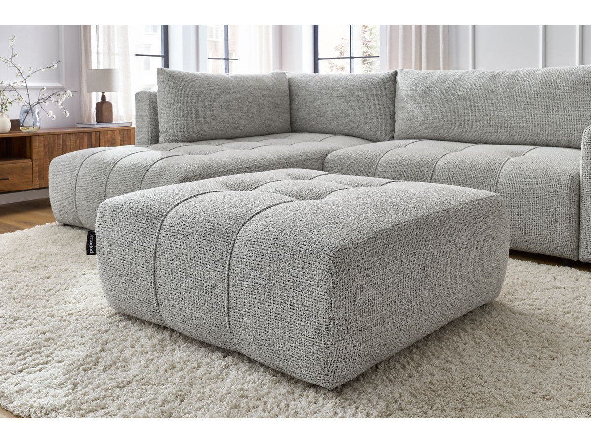 Canapé d'angle L convertible coffre ARSENE avec pouf