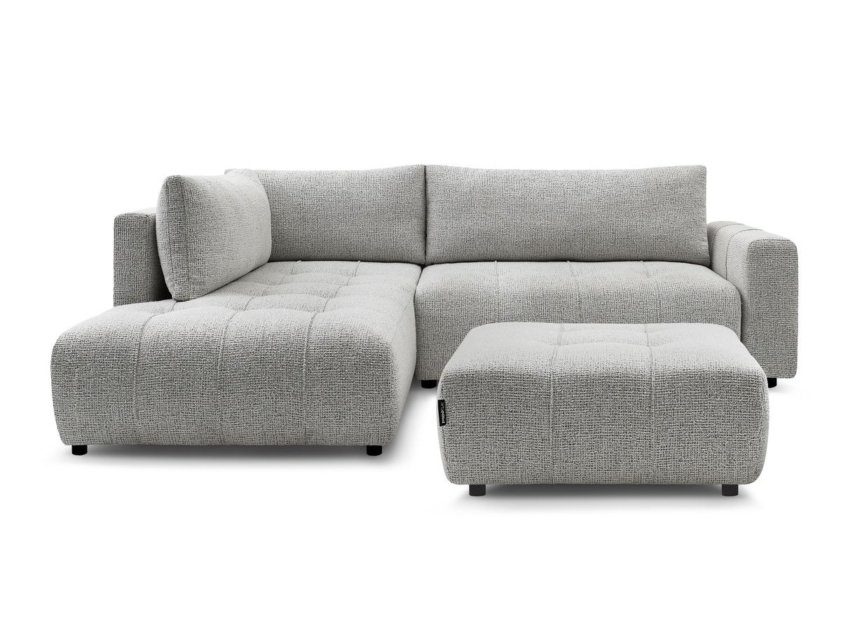 Canapé d'angle L convertible coffre ARSENE avec pouf