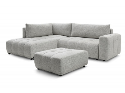 Canapé d'angle L convertible coffre ARSENE avec pouf