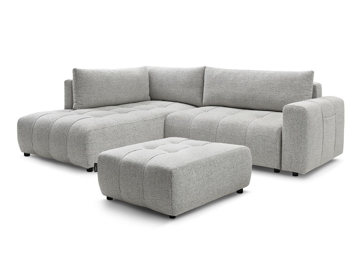 Canapé d'angle L convertible coffre ARSENE avec pouf