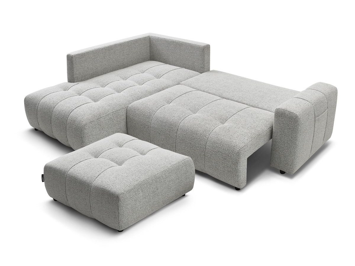 Canapé d'angle L convertible coffre ARSENE avec pouf