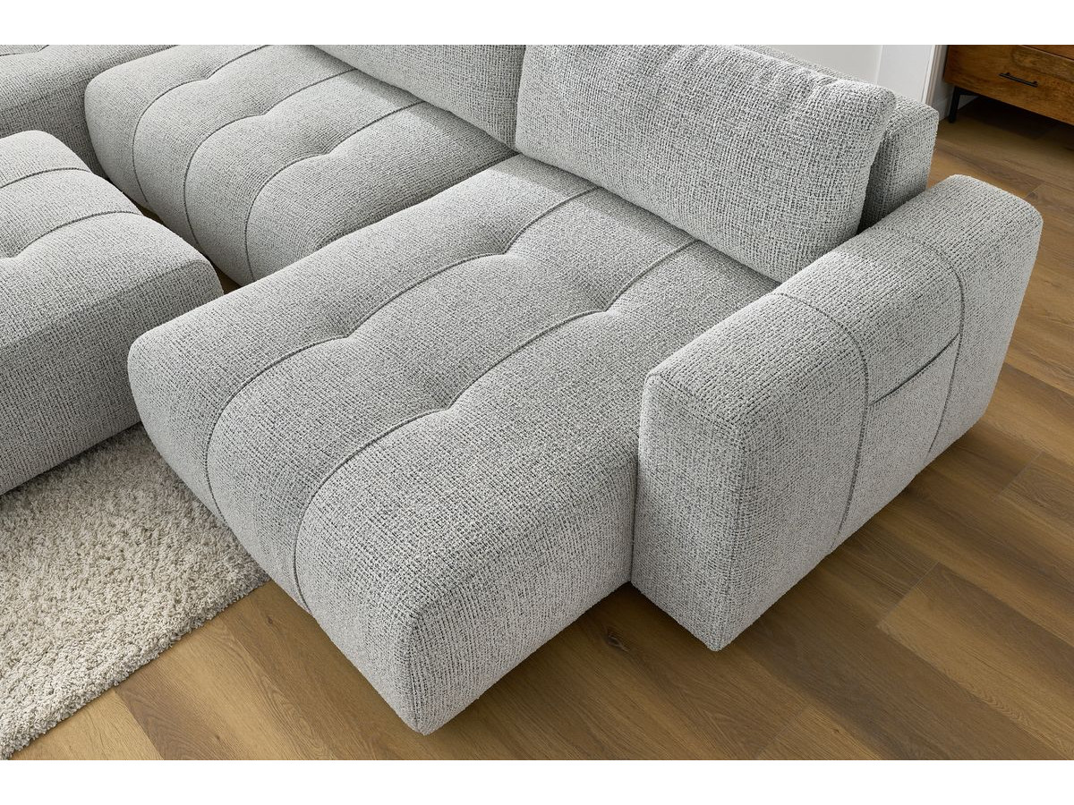 Canapé panoramique convertible coffre ARSENE avec pouf