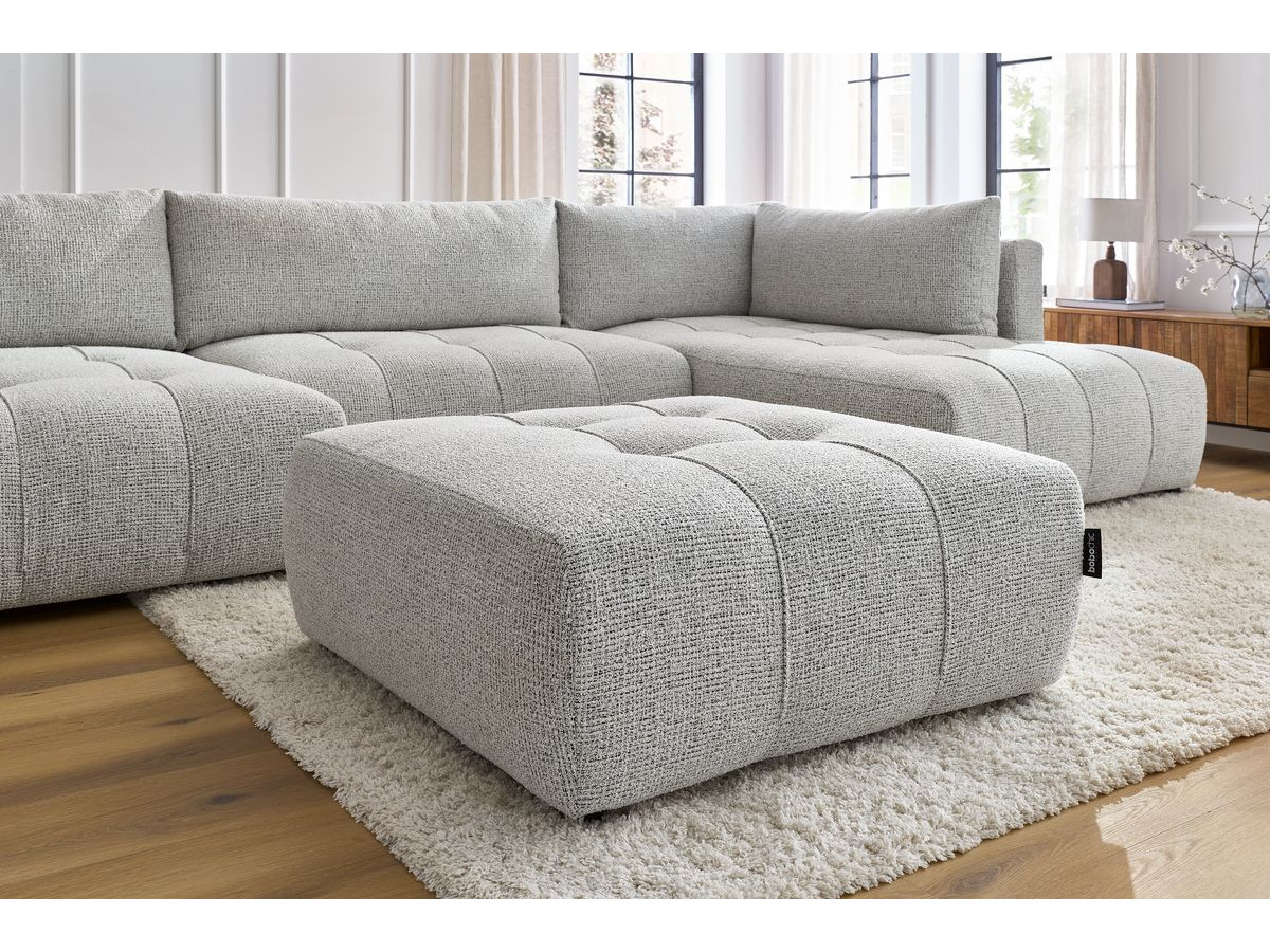 Canapé panoramique convertible coffre ARSENE avec pouf