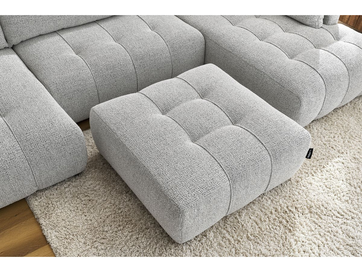 Canapé panoramique convertible coffre ARSENE avec pouf