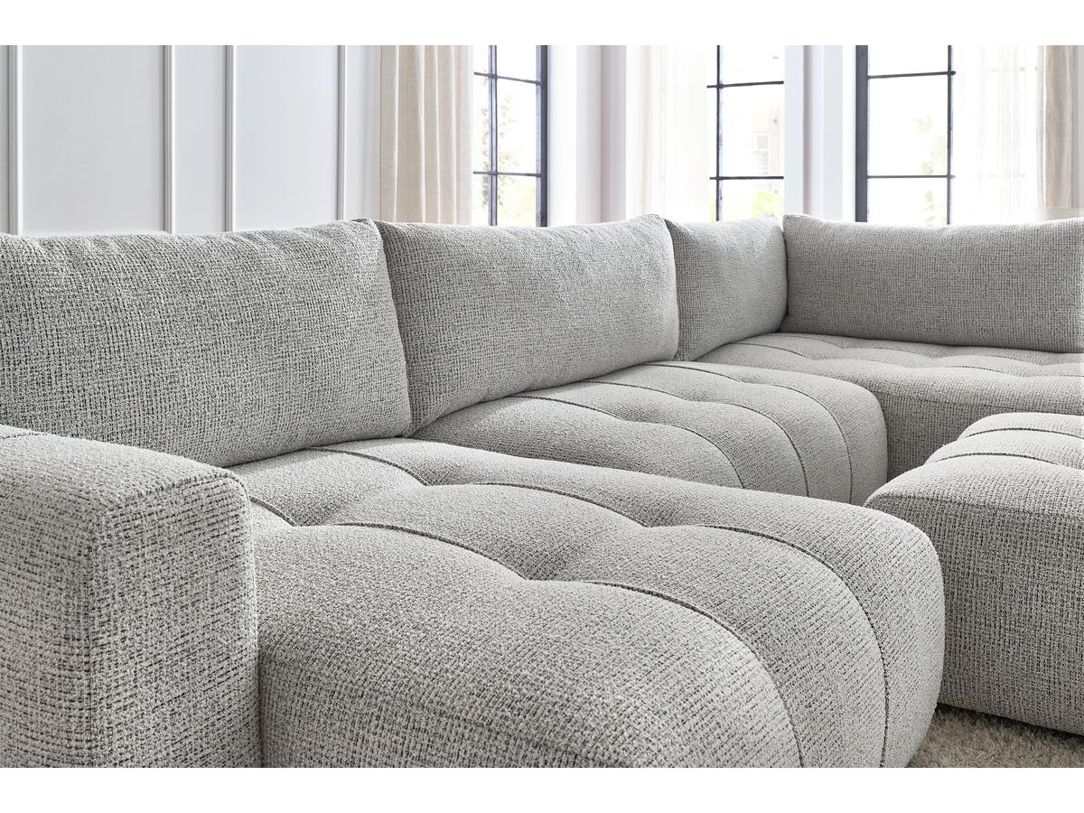 Canapé panoramique convertible coffre ARSENE avec pouf