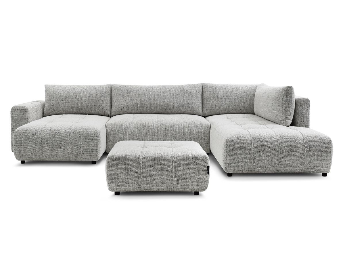 Canapé panoramique convertible coffre ARSENE avec pouf