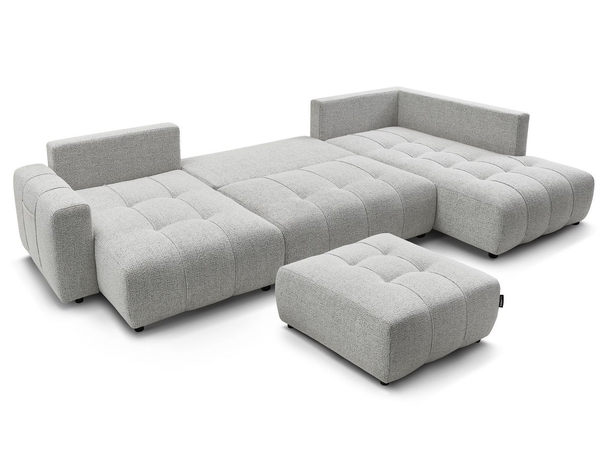 Canapé panoramique convertible coffre ARSENE avec pouf