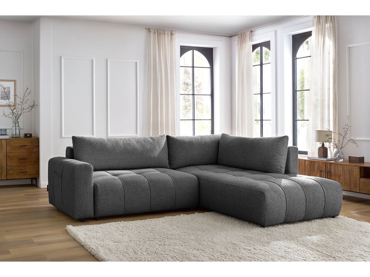 Canapé d'angle L convertible coffre ARSENE gris foncé angle droit BOBOCHIC 3 places - Vue supplémentaire 3