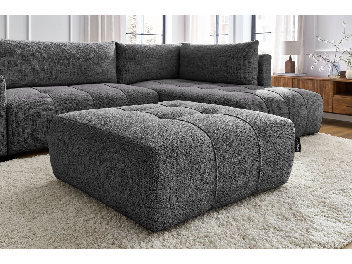 Canapé d'angle L convertible coffre ARSENE avec pouf