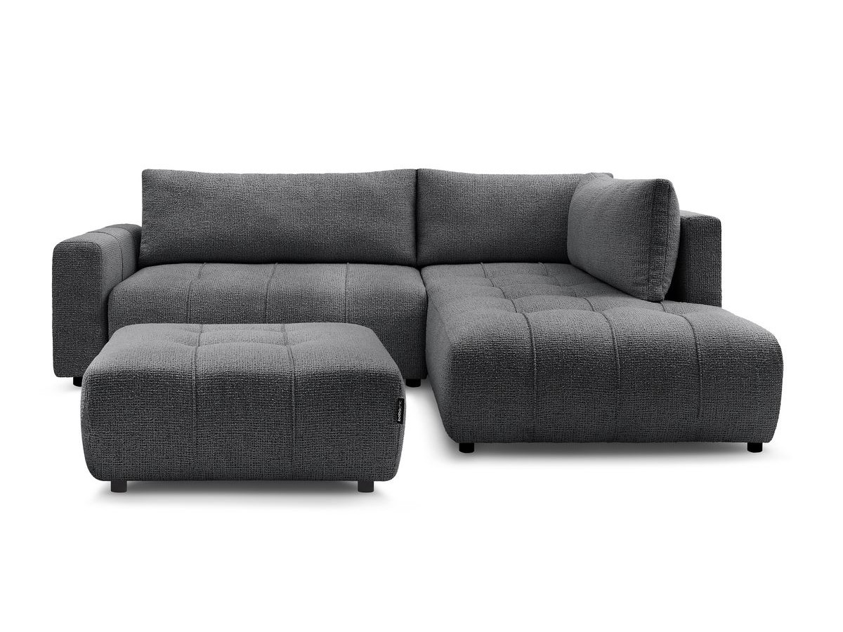 Canapé d'angle L convertible coffre ARSENE avec pouf