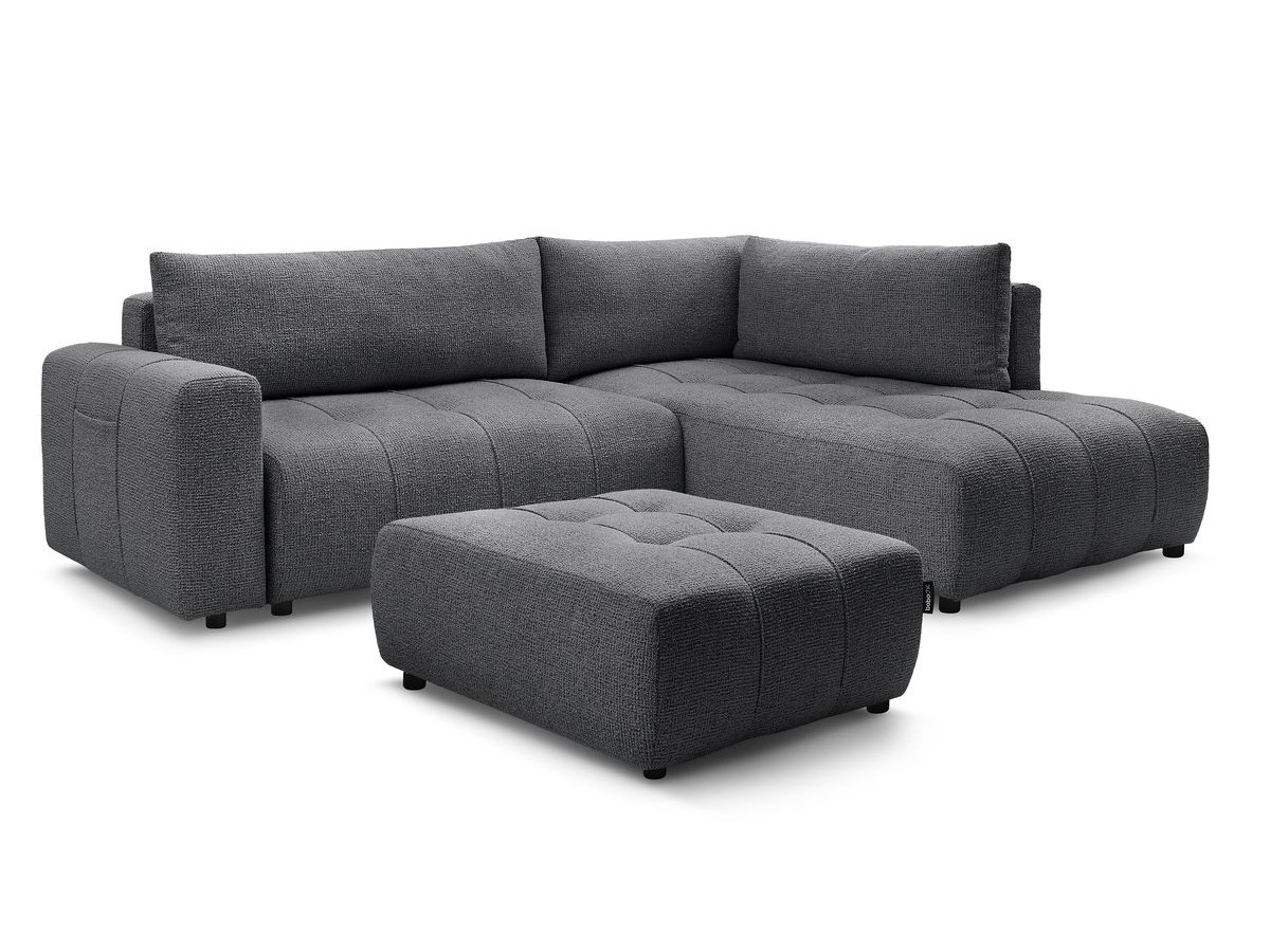 Canapé d'angle L convertible coffre ARSENE avec pouf