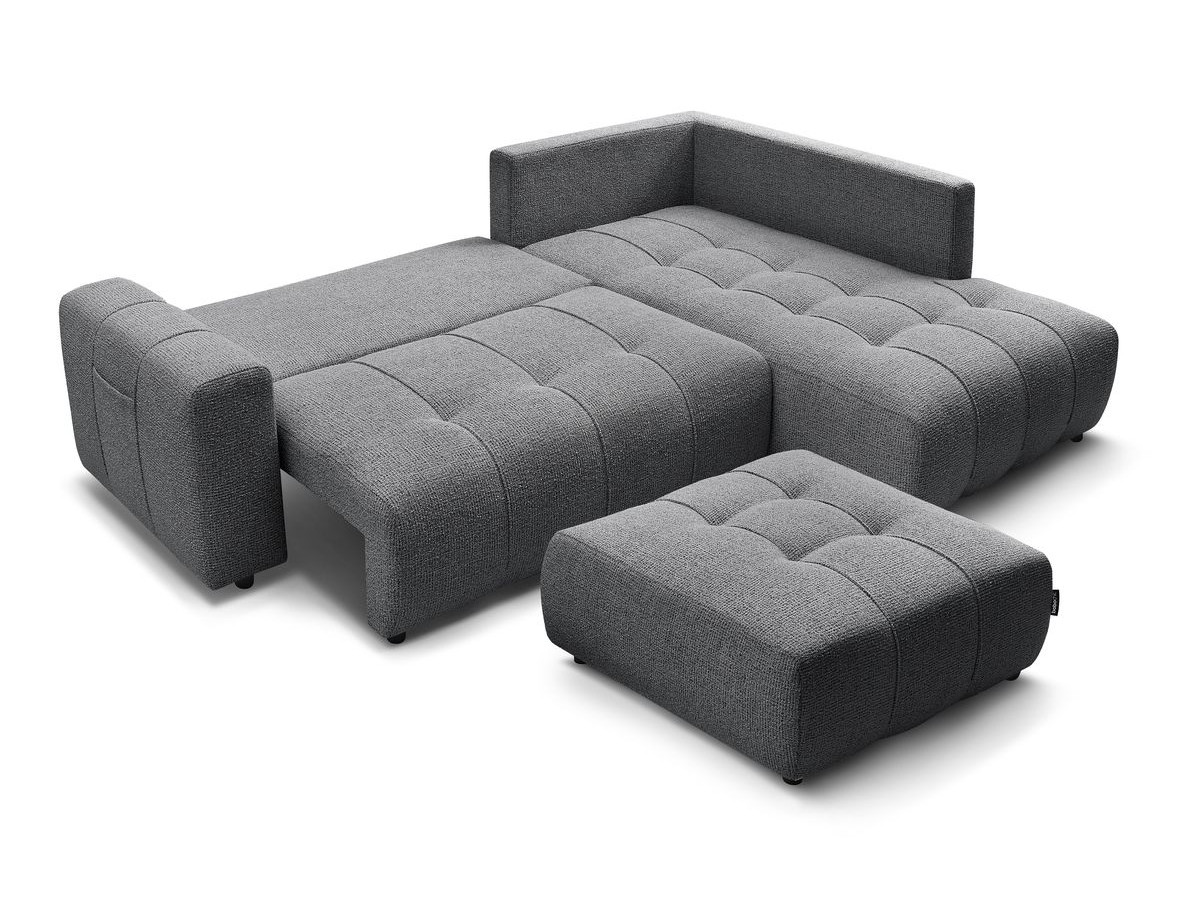 Canapé d'angle L convertible coffre ARSENE avec pouf