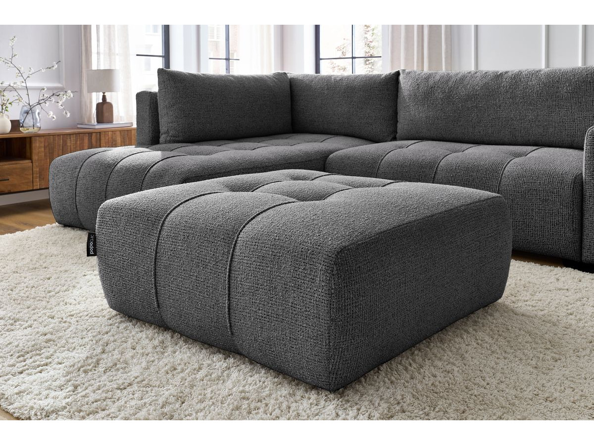 Canapé d'angle L convertible coffre ARSENE avec pouf