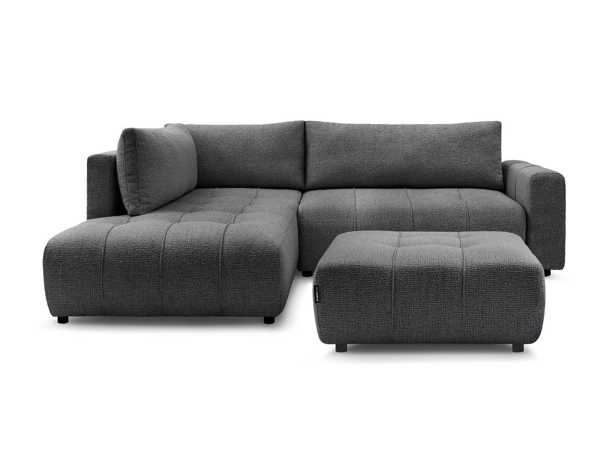 Canapé d'angle L convertible coffre ARSENE avec pouf