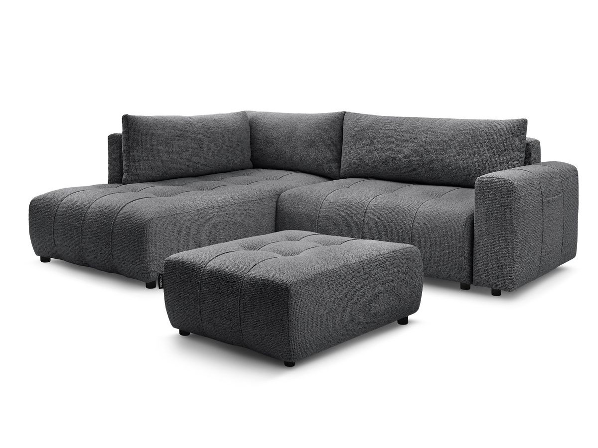 Canapé d'angle L convertible coffre ARSENE avec pouf