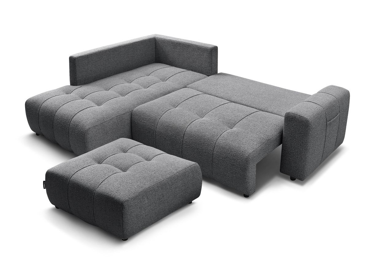 Canapé d'angle L convertible coffre ARSENE avec pouf