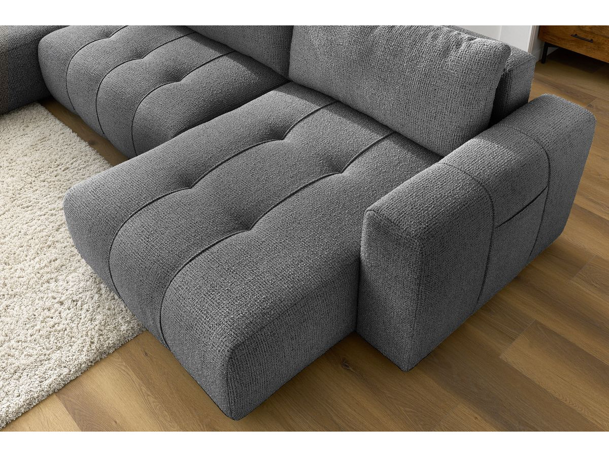 Canapé d'angle fixe EVEREST tissu chiné - Orange - Angle droit - 10 coussins