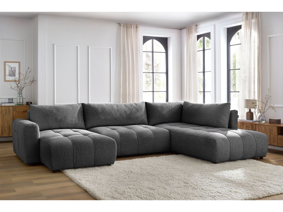 Canapé panoramique convertible coffre ARSENE gris foncé angle gauche BOBOCHIC 5 places - Vue supplémentaire 3