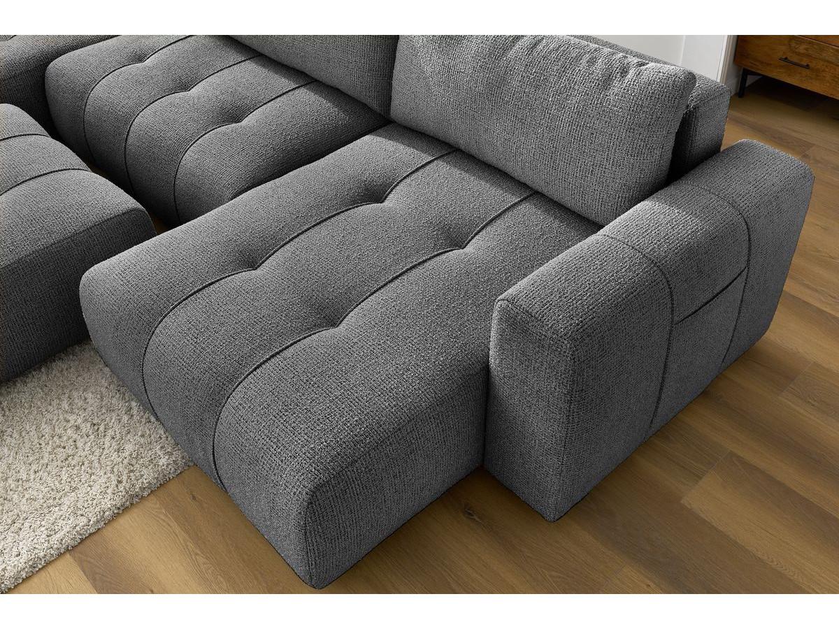 Canapé panoramique convertible coffre ARSENE avec pouf