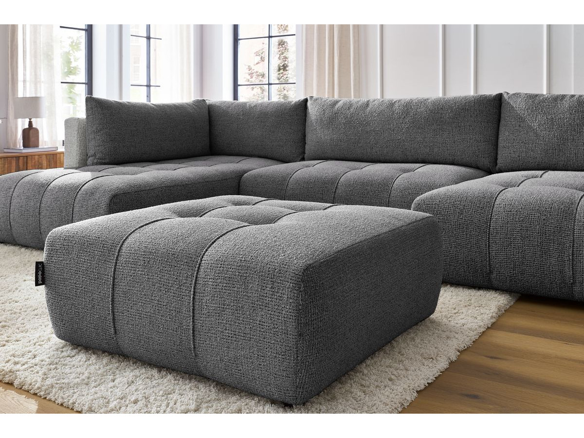 Canapé panoramique convertible coffre ARSENE avec pouf