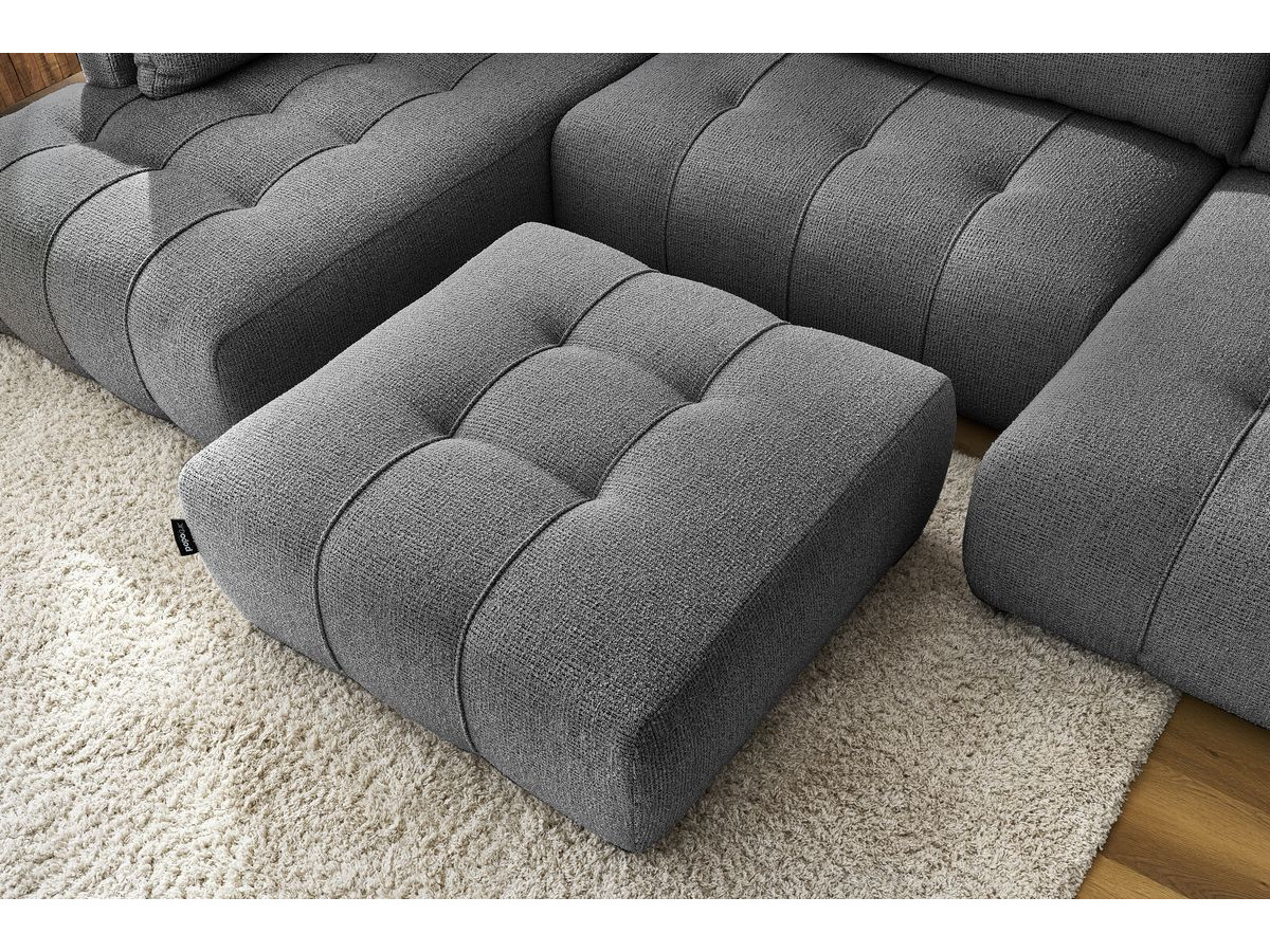 Canapé panoramique convertible coffre ARSENE avec pouf