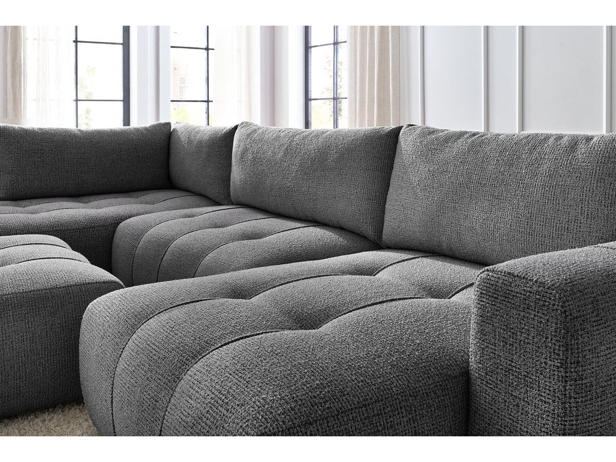 Canapé panoramique convertible coffre ARSENE avec pouf