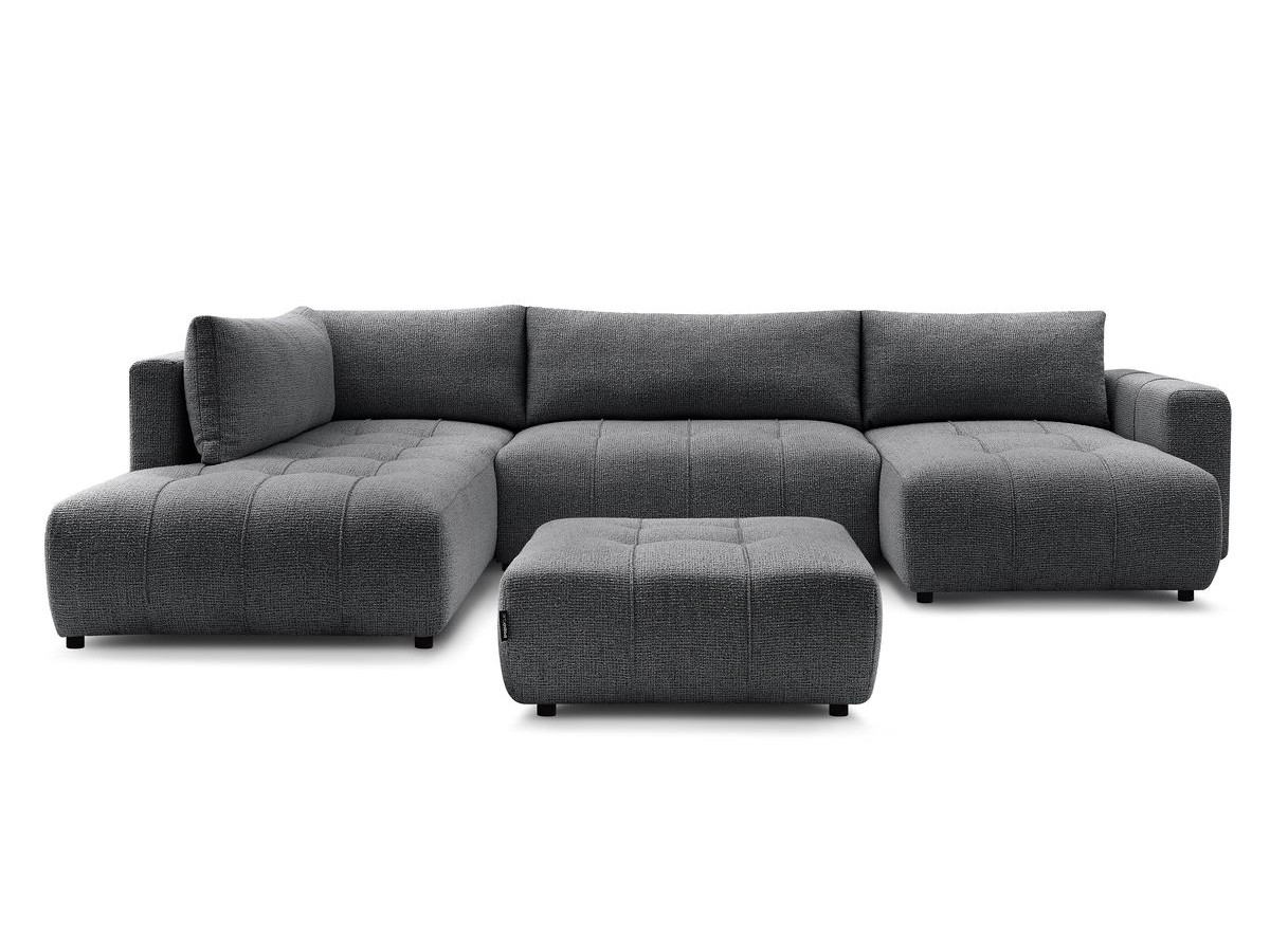 Canapé panoramique convertible coffre ARSENE avec pouf