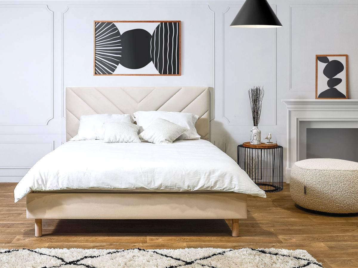 ROMANE bed met lattenbodem van massief fluweel