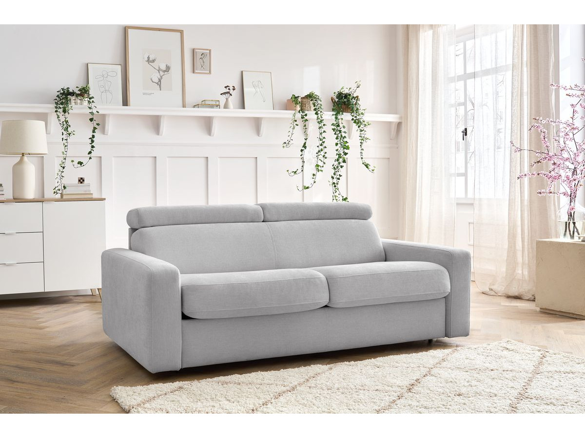 Canapé droit convertible MONACO lisse gris clair — vue 5