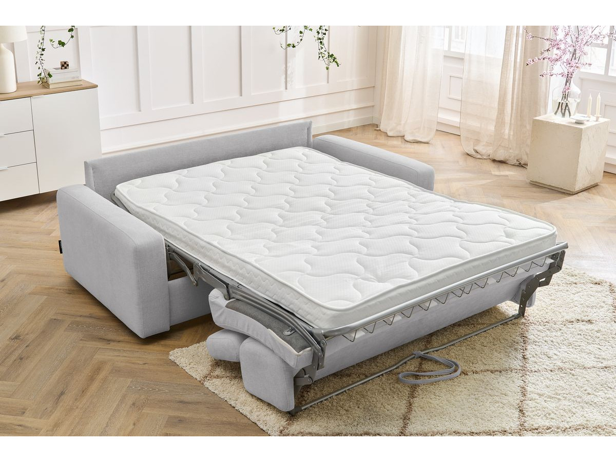 Canapé droit convertible MONACO ouverture express tissu lisse