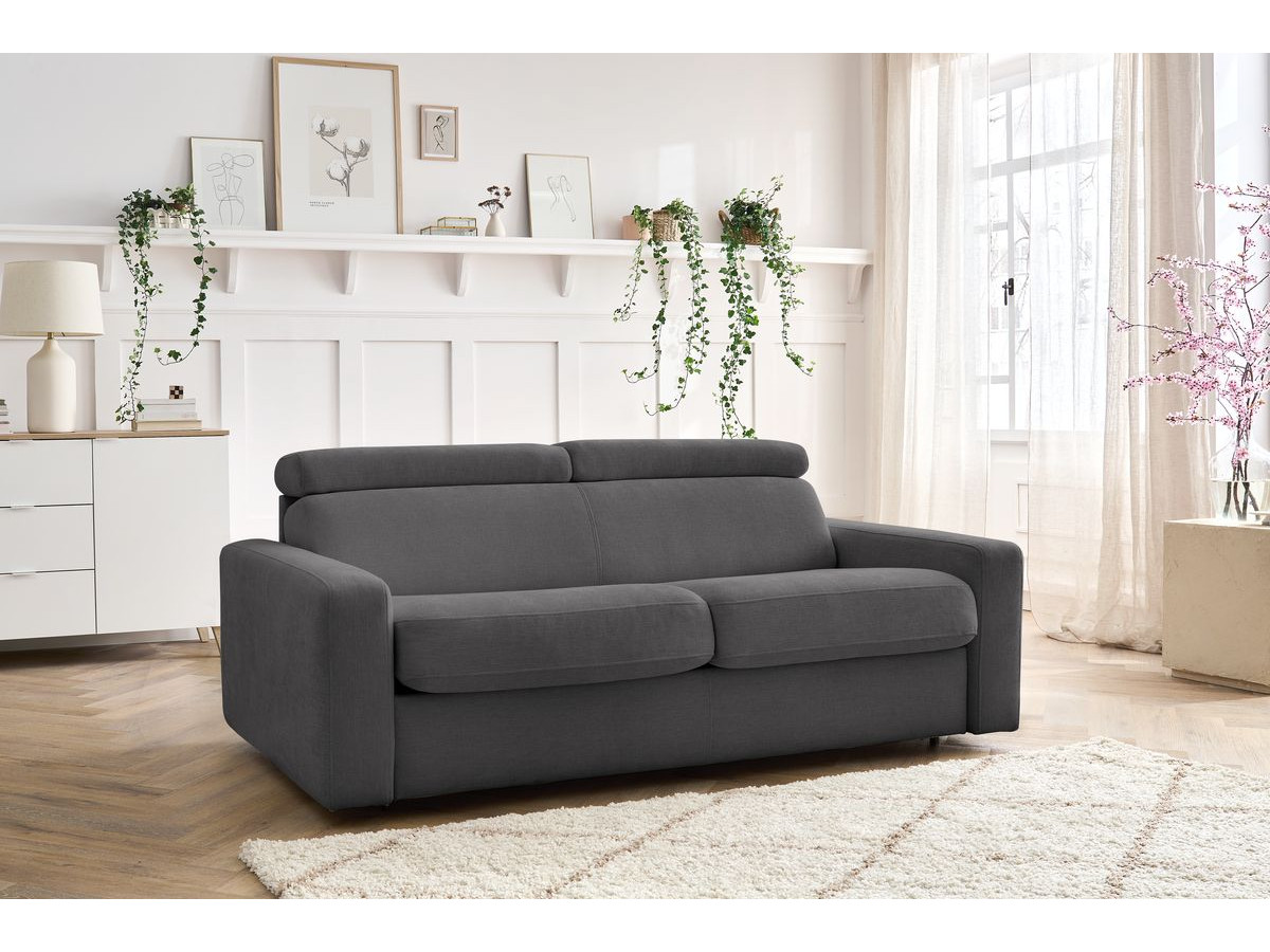 Canapé droit convertible MONACO lisse gris foncé — vue 5