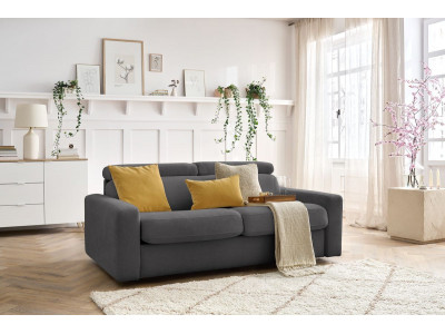 Canapé droit convertible MONACO ouverture express tissu lisse