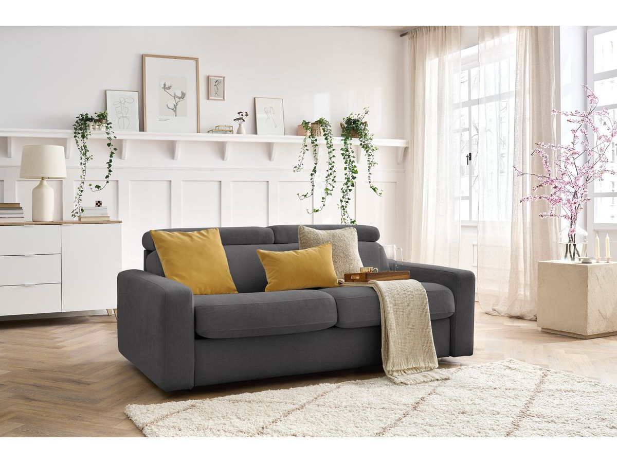MONACO rechte slaapbank, express opening, gladde stof