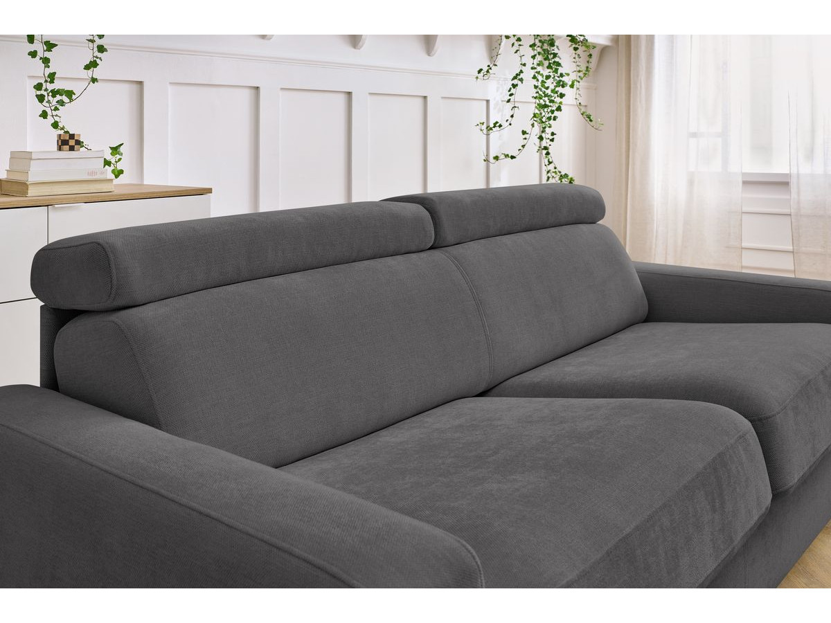 Canapé droit convertible MONACO ouverture express tissu lisse