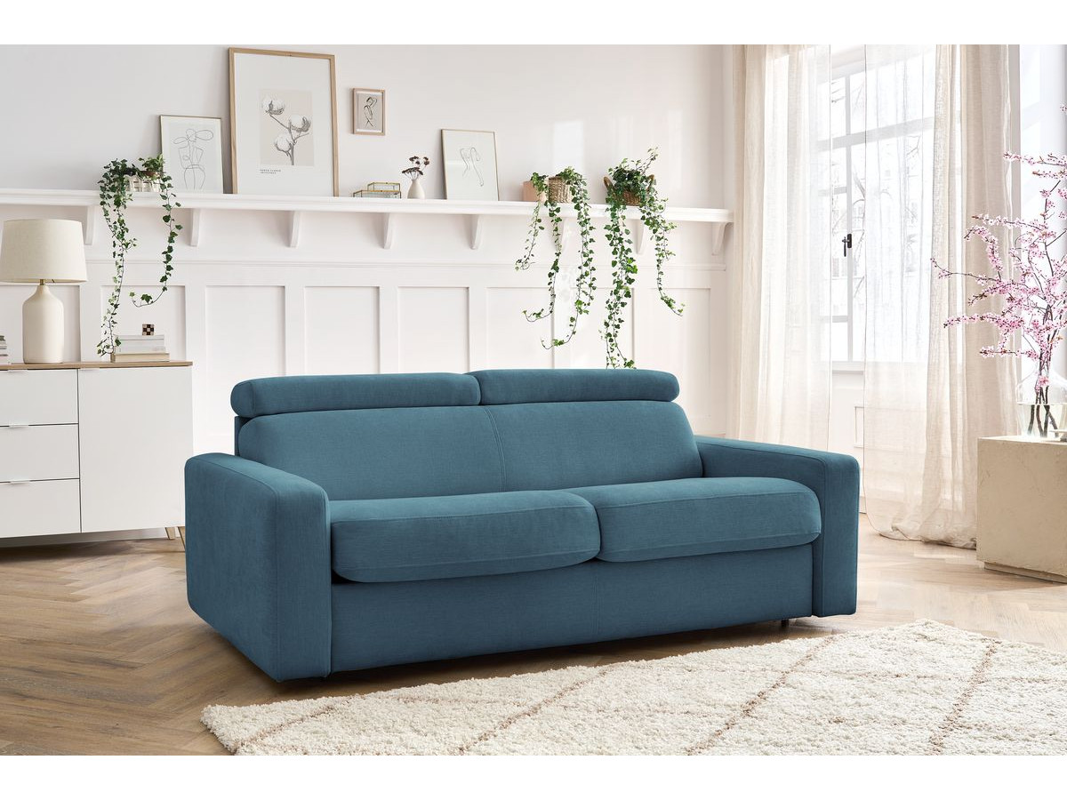 Canapé droit convertible MONACO lisse bleu clair — vue 5