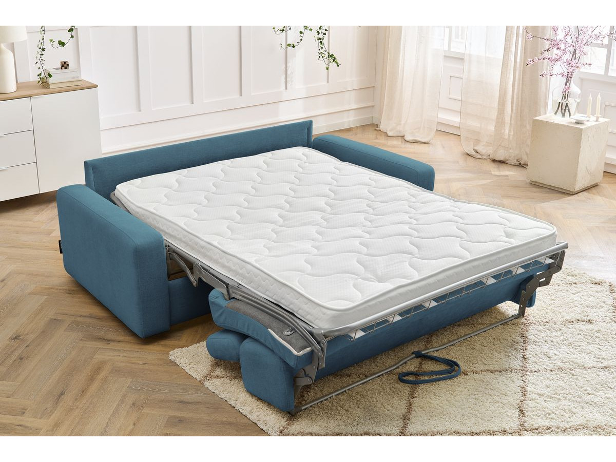 Canapé droit convertible MONACO ouverture express tissu lisse