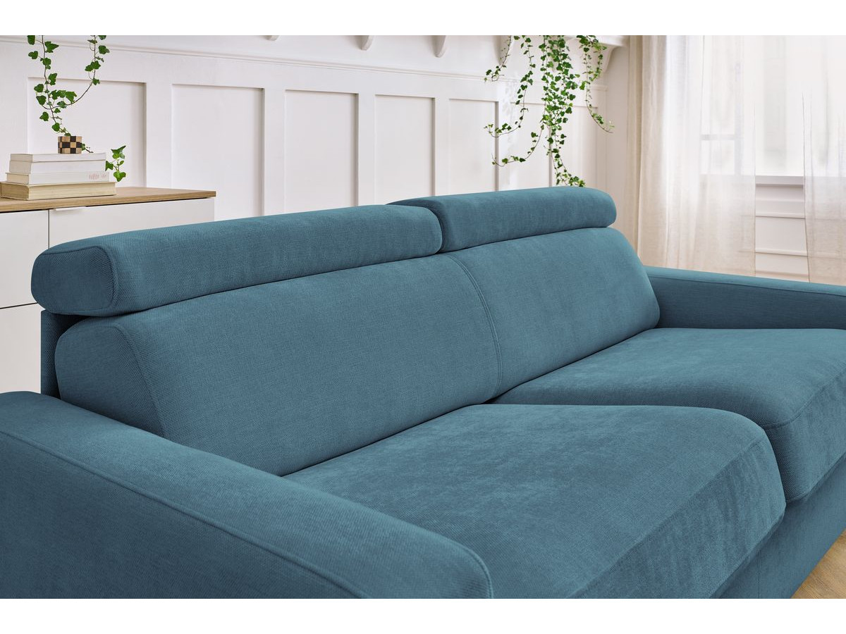 Canapé droit convertible MONACO ouverture express tissu lisse