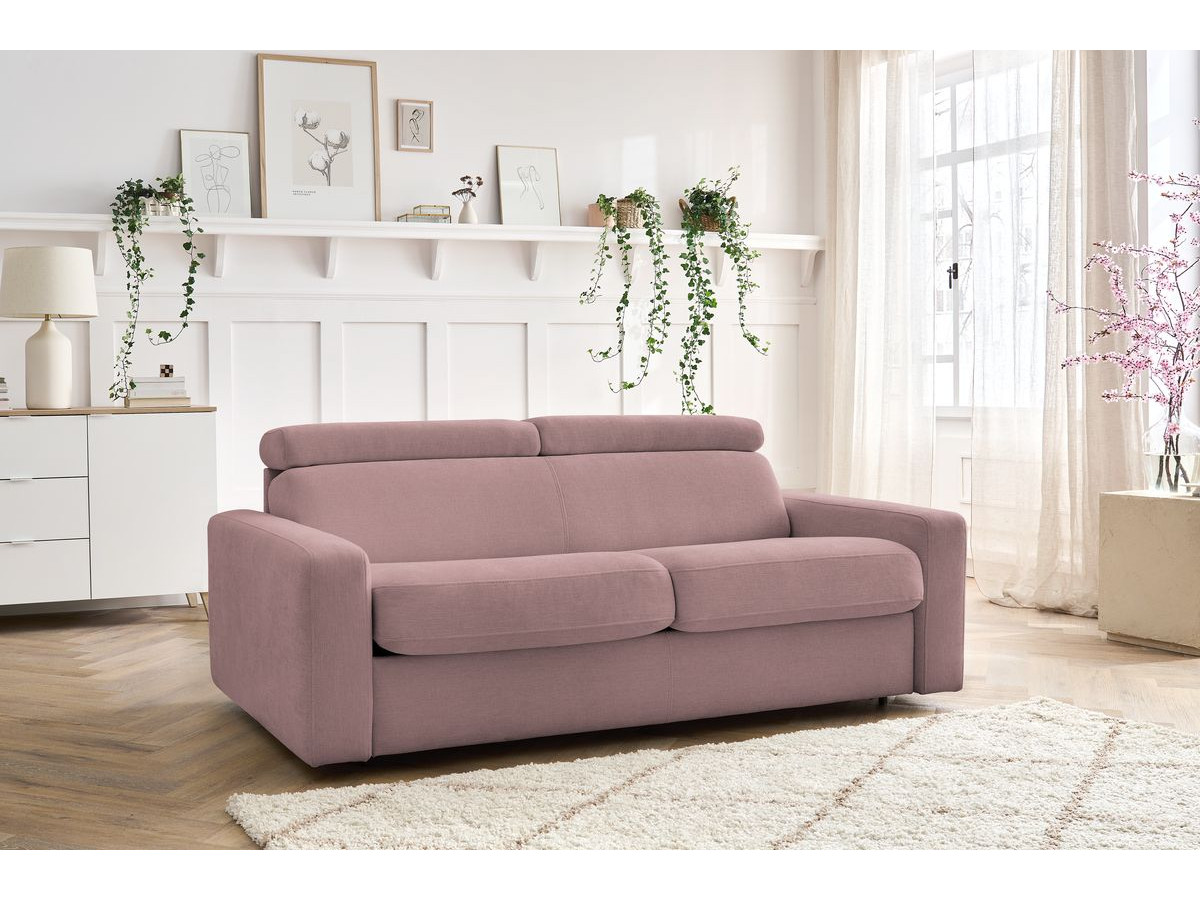 Canapé droit convertible MONACO lisse rose — vue 5