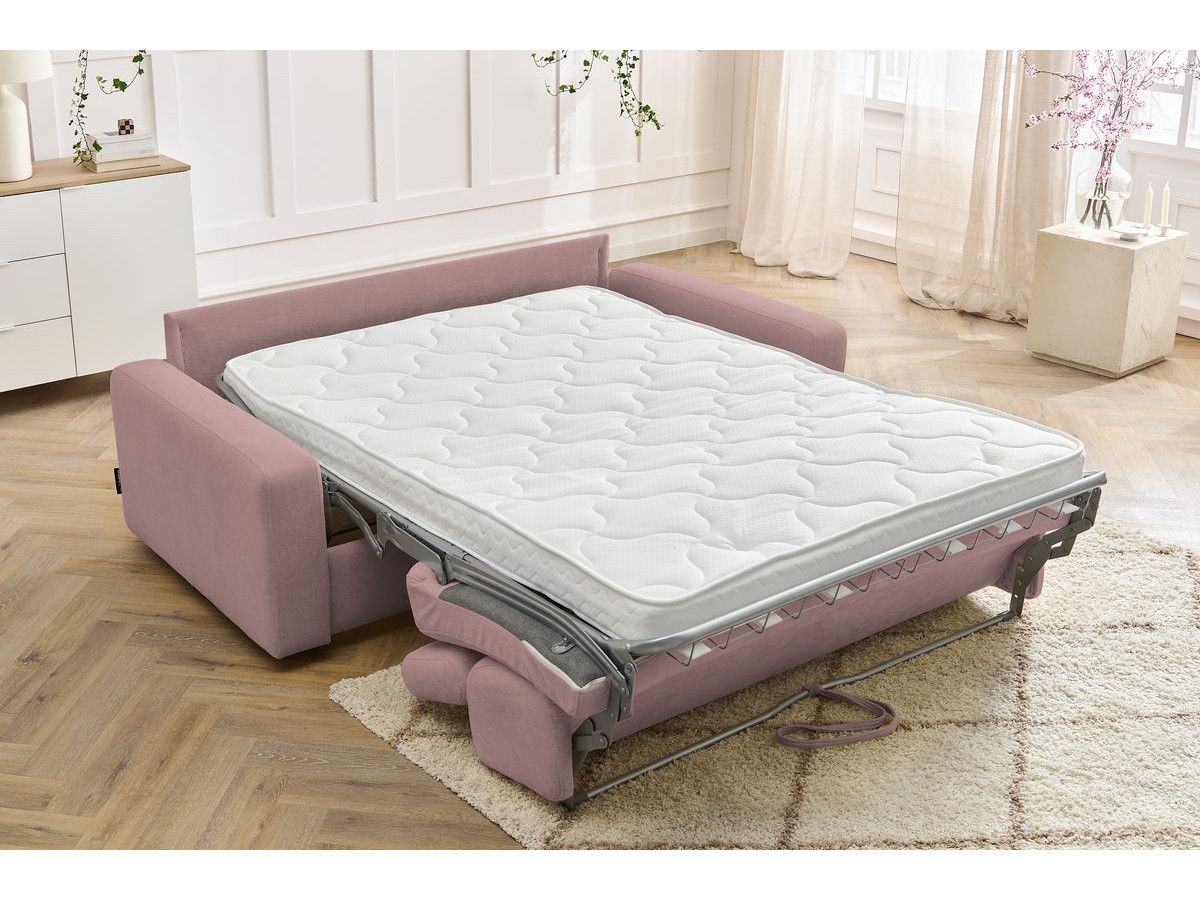 Canapé droit convertible MONACO ouverture express tissu lisse