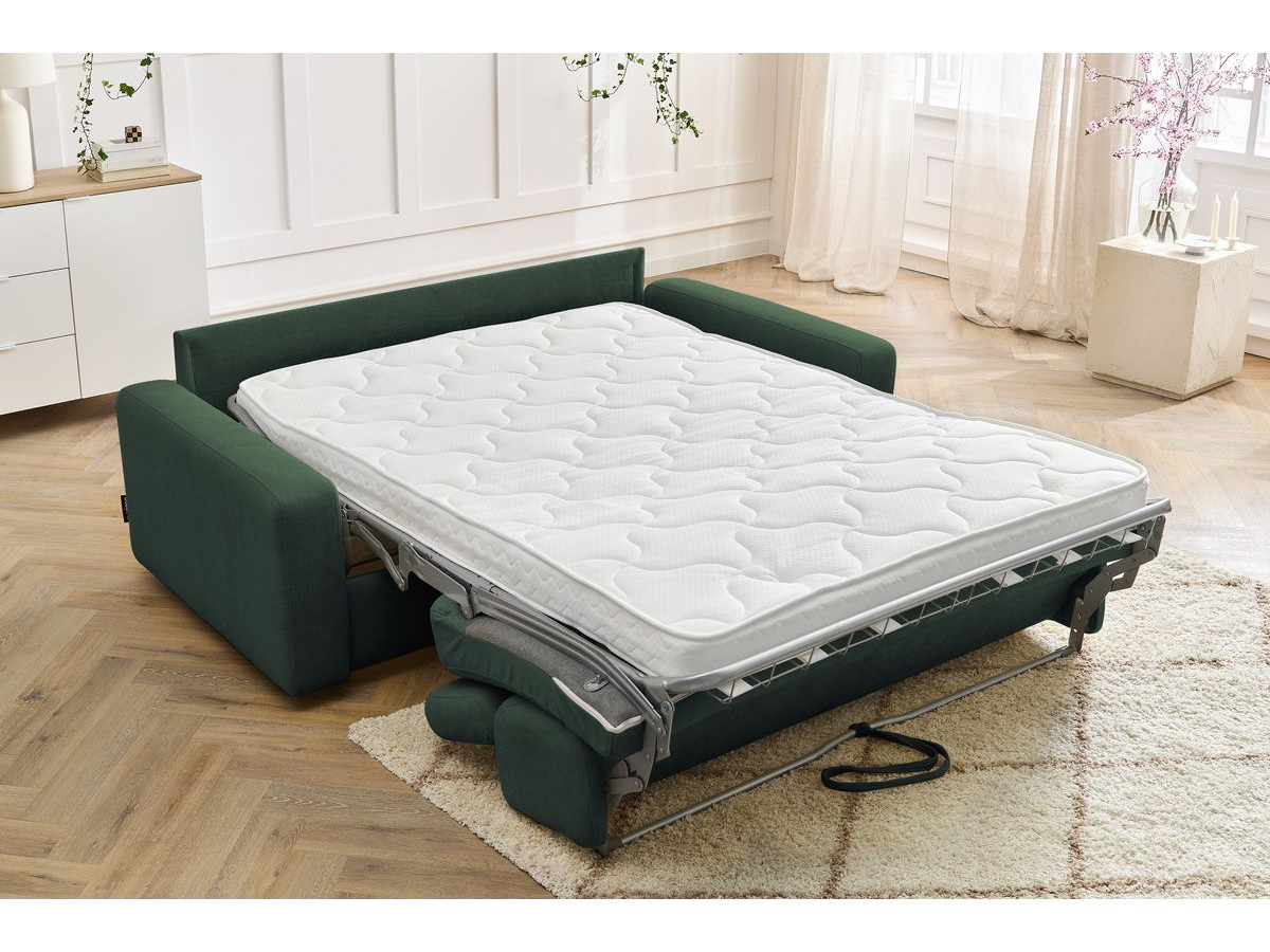 Canapé droit convertible MONACO ouverture express tissu lisse