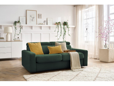 Canapé droit convertible MONACO ouverture express tissu lisse