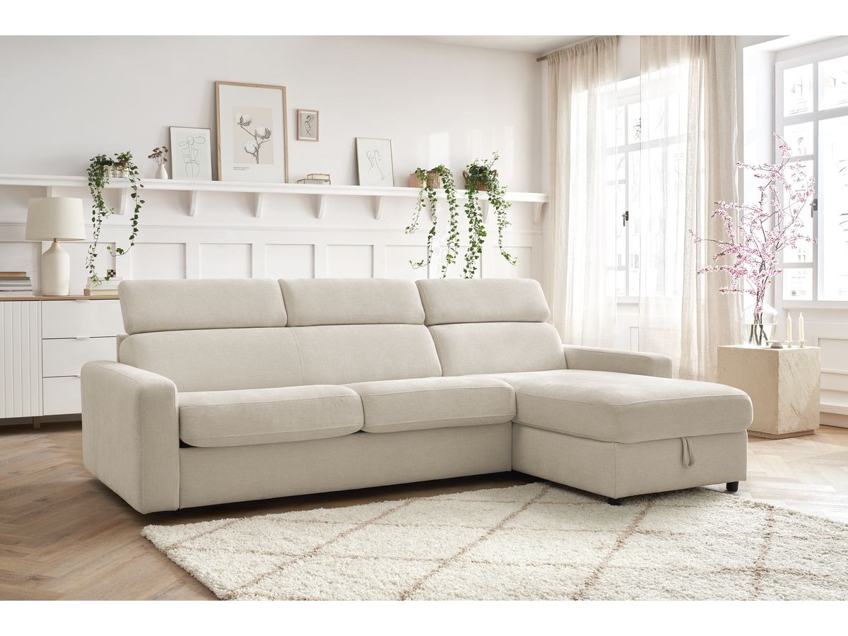 Canapé d'angle réversible convertible coffre MONACO tissu lisse