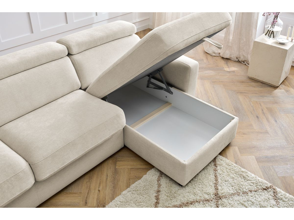 Canapé d'angle réversible convertible coffre MONACO tissu lisse