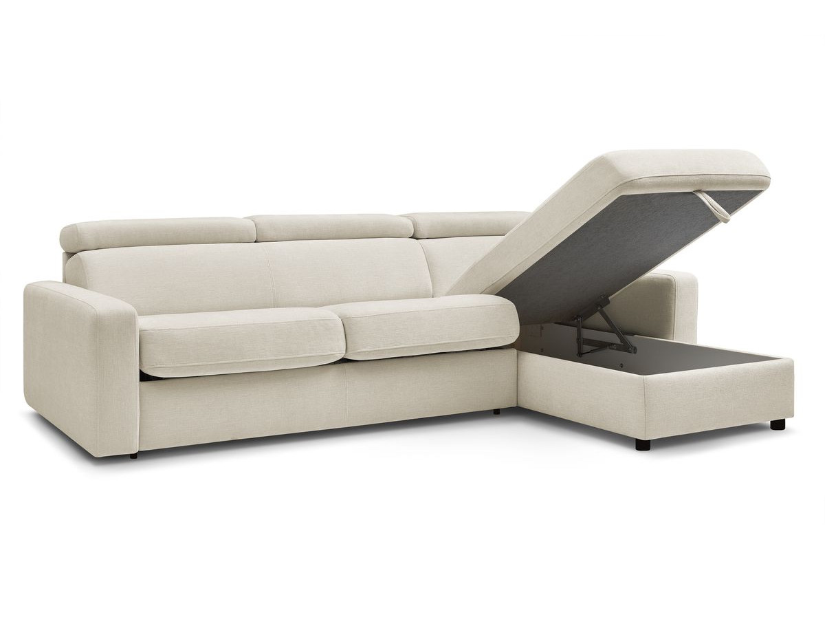 Canapé d'angle réversible convertible coffre MONACO tissu lisse