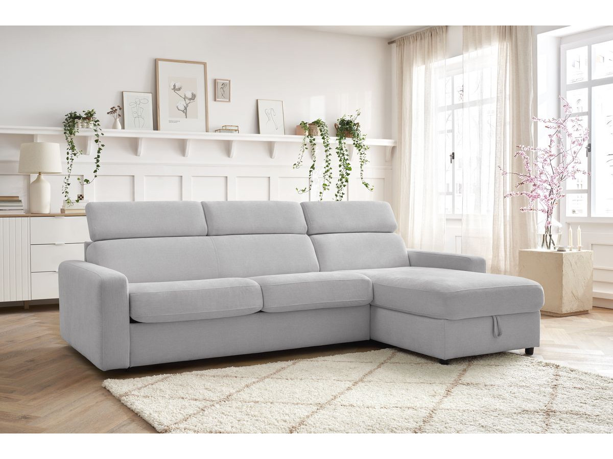 Canapé d'angle réversible convertible coffre MONACO tissu lisse