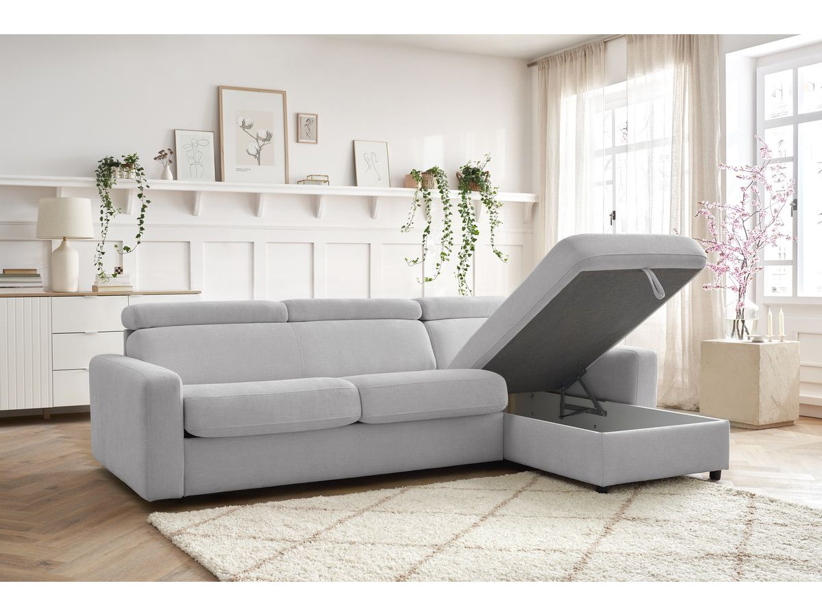 Canapé d'angle réversible convertible coffre MONACO tissu lisse