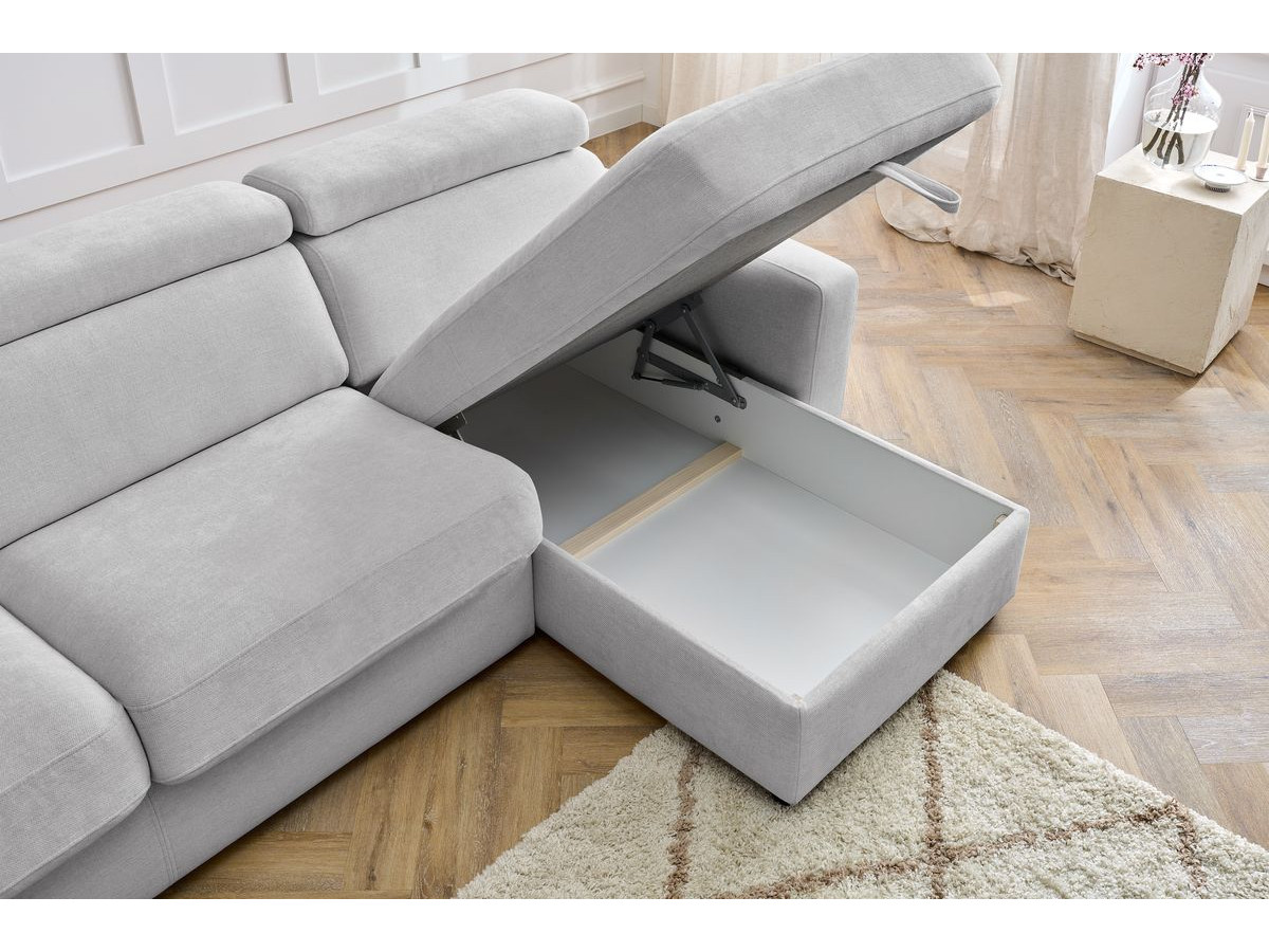 Canapé d'angle réversible convertible coffre MONACO tissu lisse